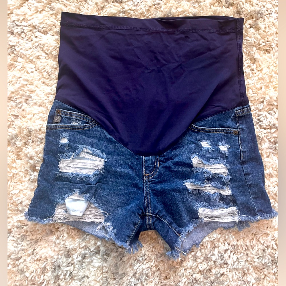 Pinkblush Distressed Jean Maternity Shorts
